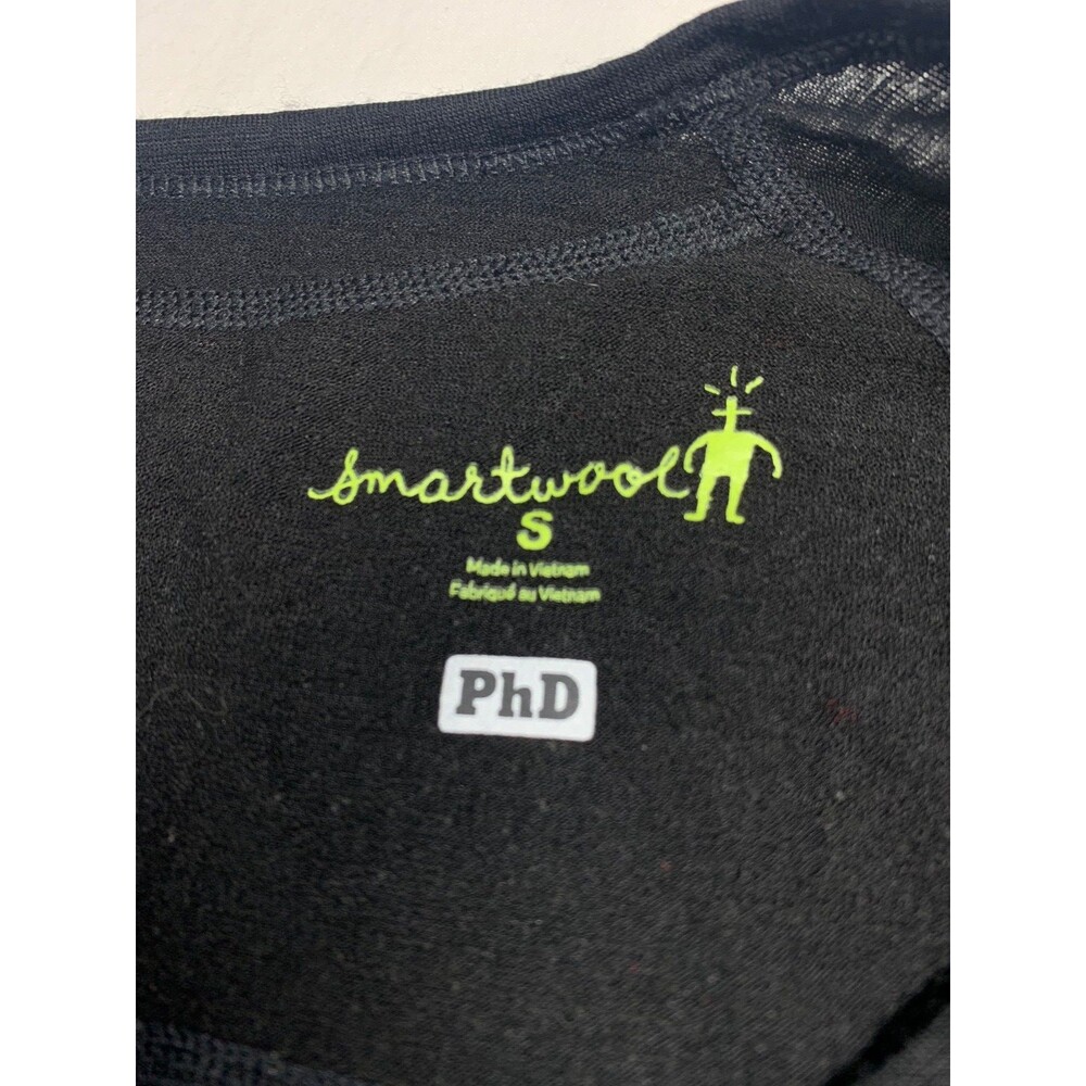 Smartwool PhD Black Merino Blend Crew Neck Base Layer Small Reflective - Picture 2 of 8